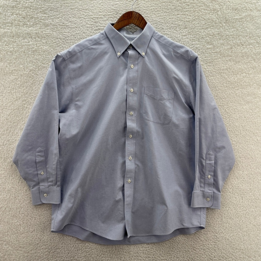 LL Bean Shirt Mens 16.5 32 Blue Oxford OCBD Preppy Smart Casual Office Old Money